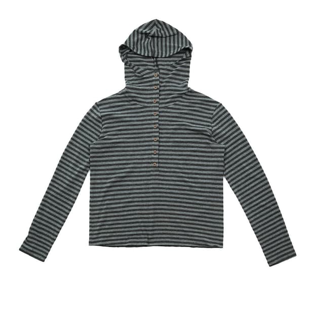 Stripe Hooded Long Sleeve T