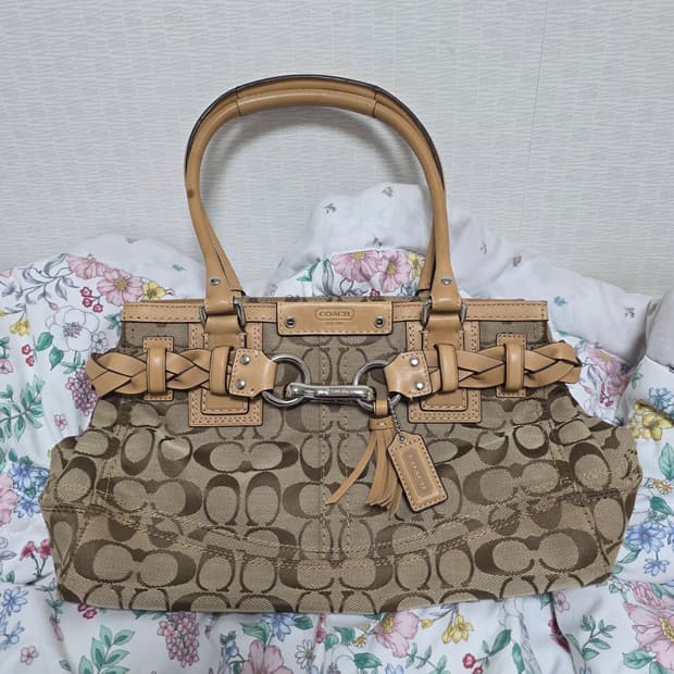 COACH 빈티지 정품 시그니처 브라운 키링 앤틱 토트숄더백