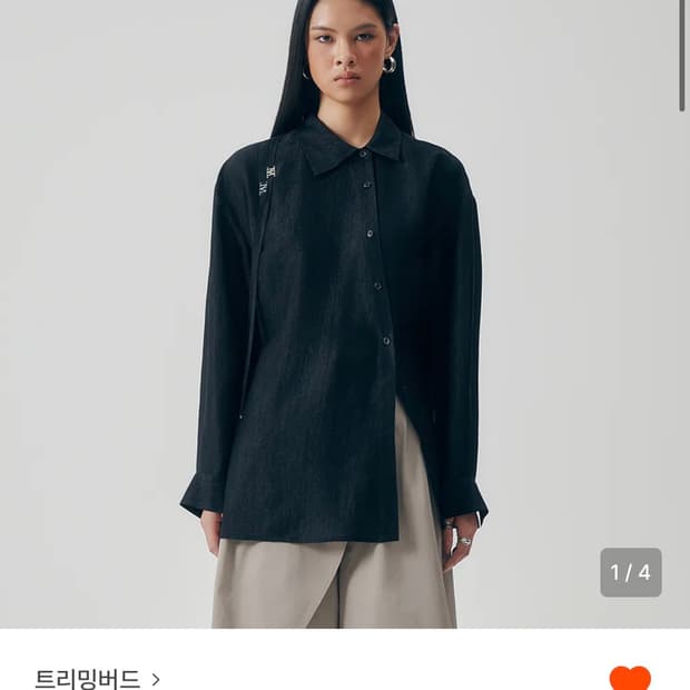 트리밍버드 asymmetry neckline shirts 블랙 셔츠