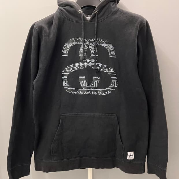 스투시 블랙 로고 후드티 XL