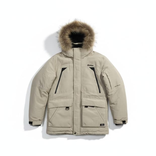 디키즈 후드 패딩 점퍼 베이지