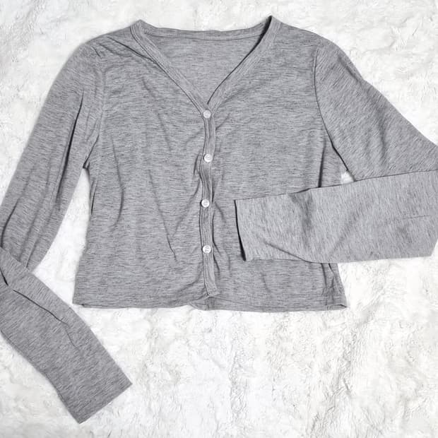 [새상품] 그레이 회색 크롭 가디건 
