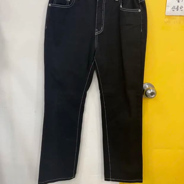 vtg 블랙 배색 스티치 데님 팬츠
