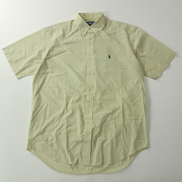 CK183 M 폴로 90s 라이트옐로우 마이크로체크 반팔 셔츠 남방