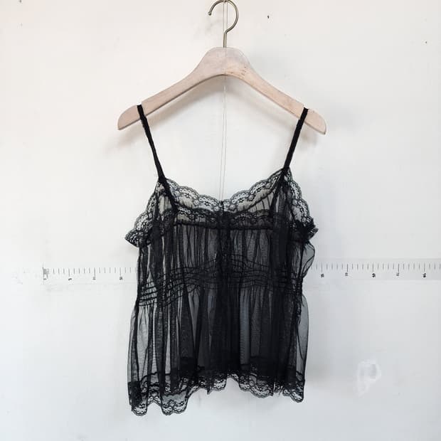 LAP 블랙 레이스 시스루 나시