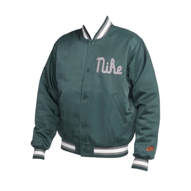 나이키 덕아웃 루즈 사틴 자켓 딥 정글 플랫 퓨터