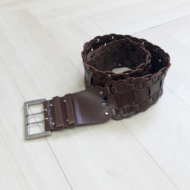 [vtg] wide twist leather belt