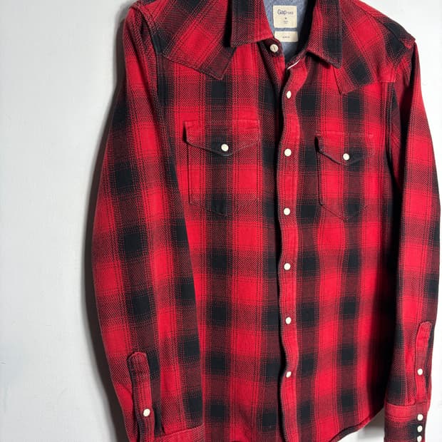 갭 웨스턴 레드 체크 헤비 코튼 셔츠