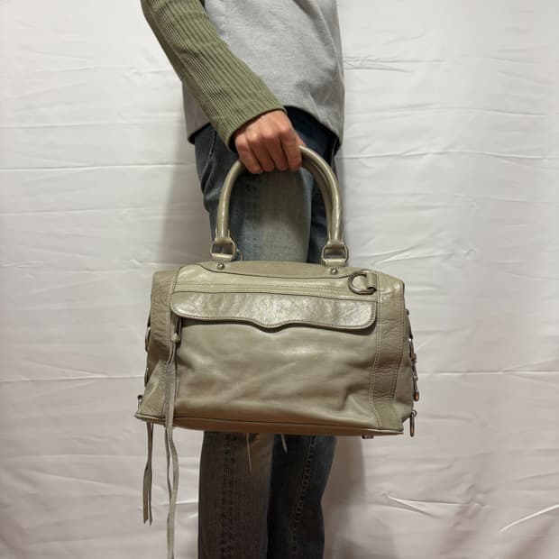 Washed Leather 2-Way Shoulder Tote Bag