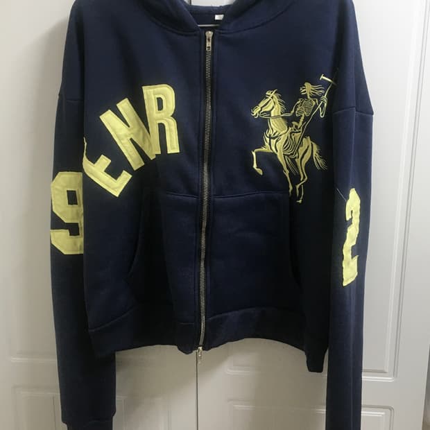 빈티지 패치 후드집업 네이비