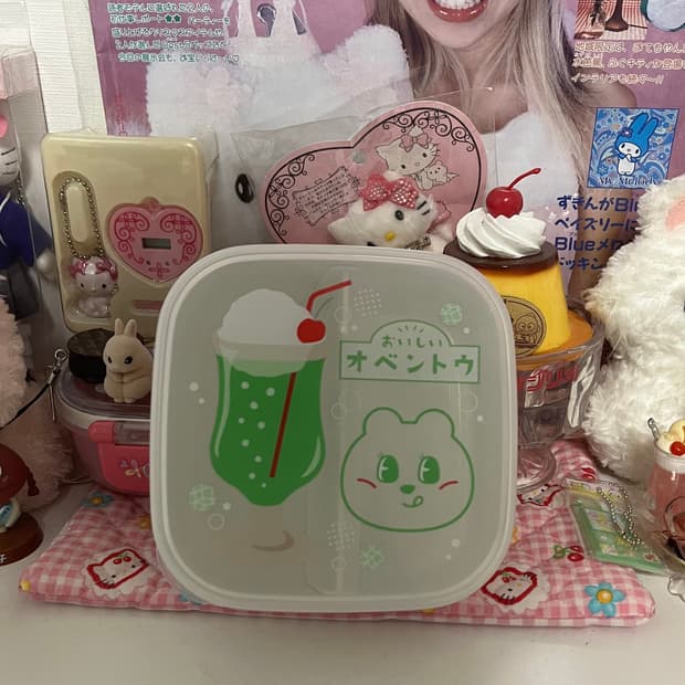 일본 메론소다 도시락통 스티커 갸루 다꾸 보관함 케이스 통