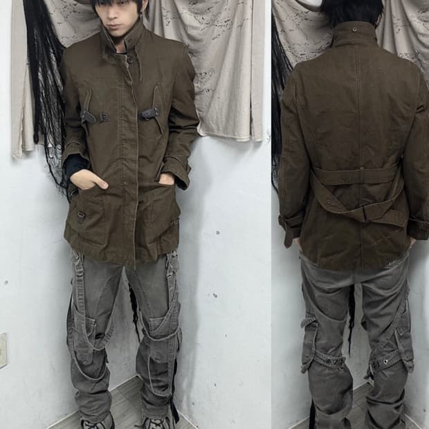 [PPFM]00’s Grunge Deep Khaki Coat