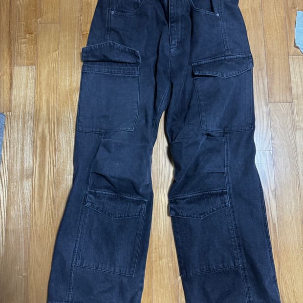 노이어 카고 흑청 팬츠 청바지 48사이즈