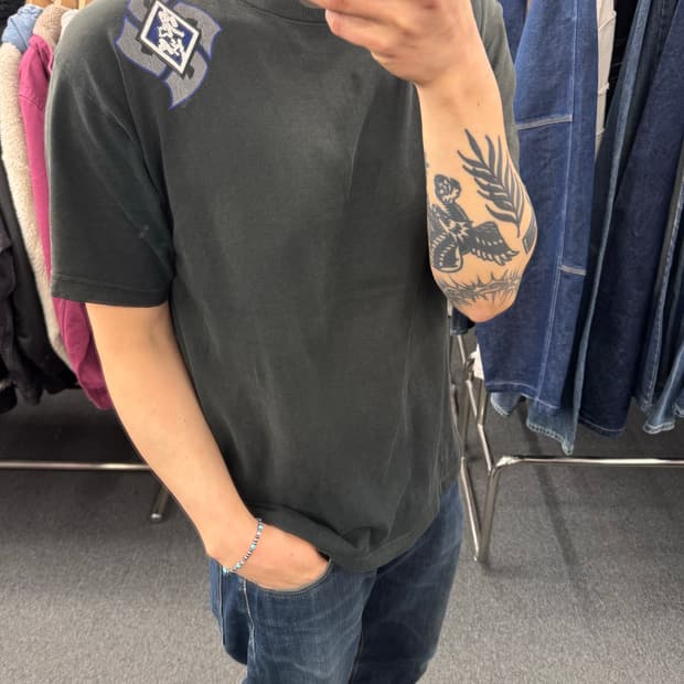 OS)Onigake 빈티지 프린팅 반팔