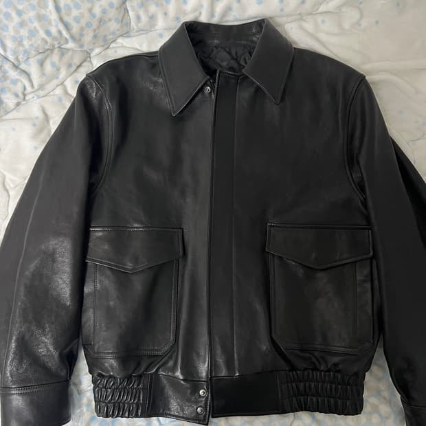 택포35) 쿠어 베지터블 레더 A2자켓 블랙 M