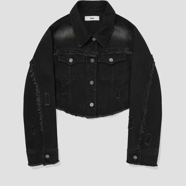 팔렛 데미지 데님 크롭 자켓 블랙