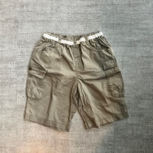 레이스 레이어드 빈티지 카고 하프 팬츠