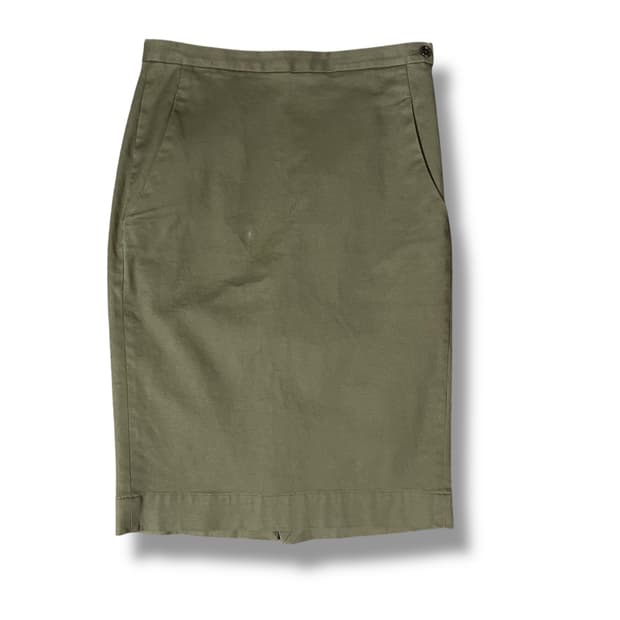 (28) 유니클로x카린로이펠트 카키 포켓 미디 스커트
