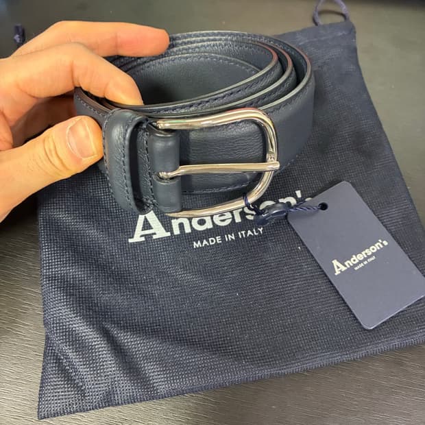 (새상품) Anderson's 앤더슨즈 레더 네이비 벨트