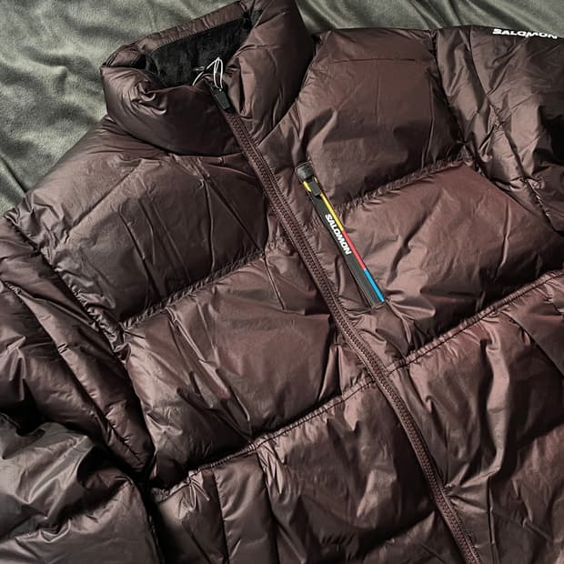 택포함 새상품 살로몬 컨투어 크롭 패딩 점퍼 브라운 초콜릿 M