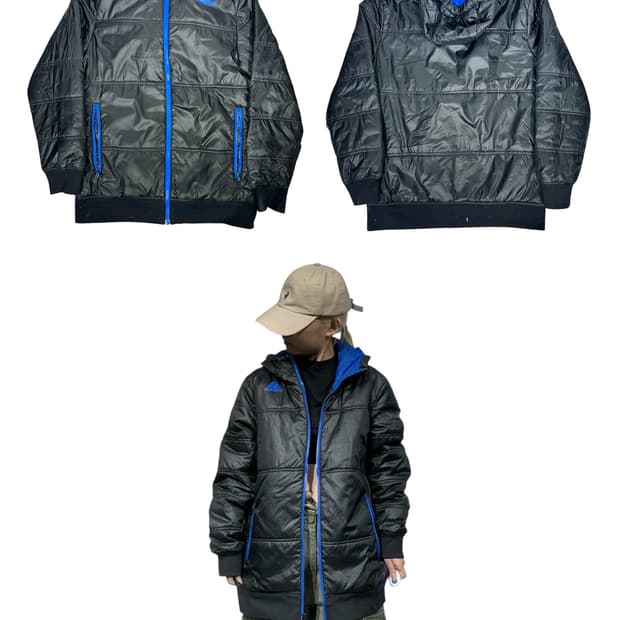 아디다스 블랙 후드 패딩 잠바 L