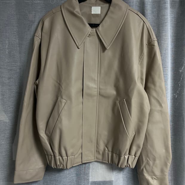 베이지 레더 자켓