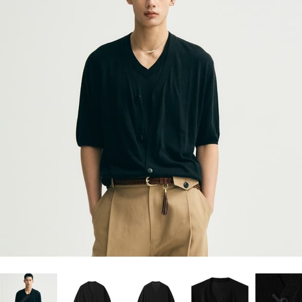 노이어 noirer 린넨 레이어드 풀오버 하프 가디건 니트_52