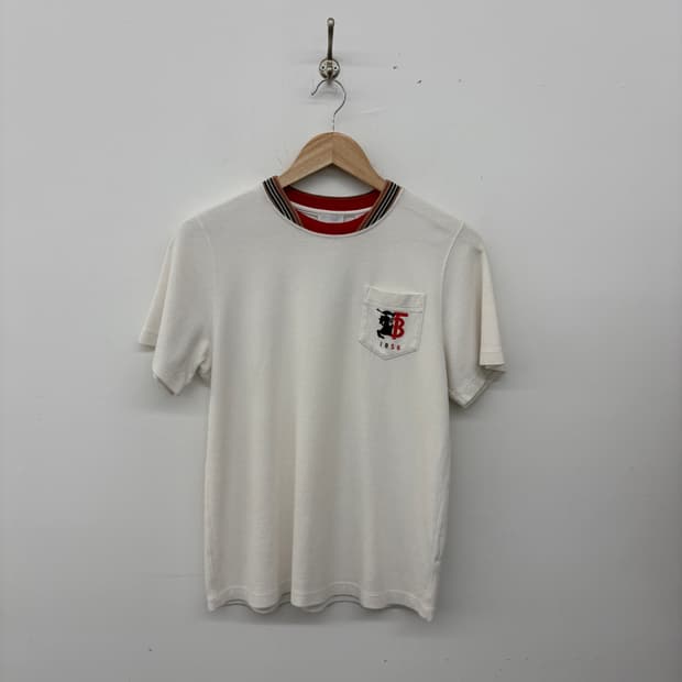 버버리 로고 포켓 반팔 티셔츠 화이트 여s