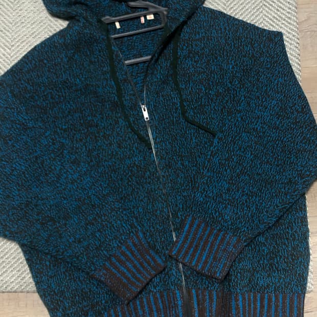 빈티지 블루 너드 니트 후드집업 