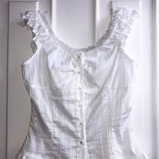 stripe frill blouse white