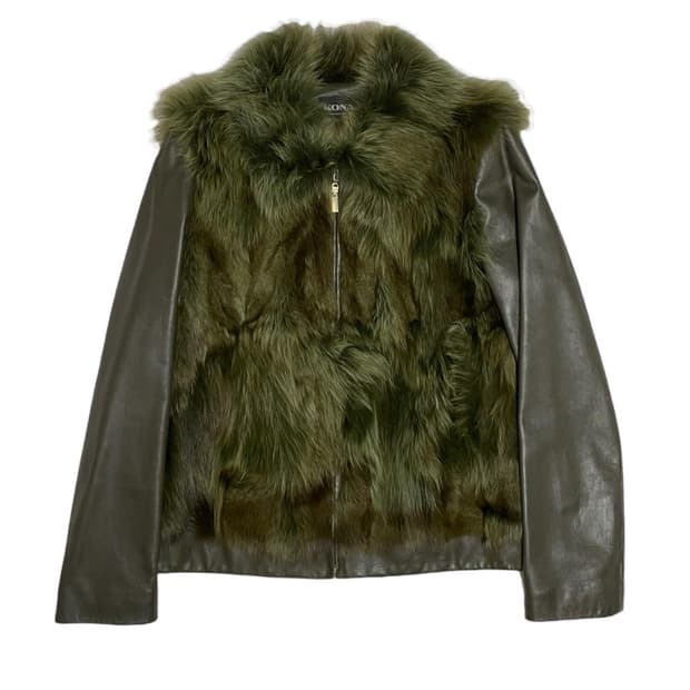 Fox fur leather jacket