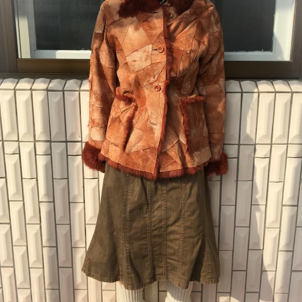 rabbit fur patch work mustang