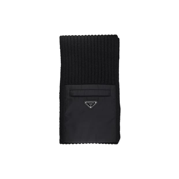 프라다 UMS354 리나일론 개버딘 앤 울 스카프 블랙