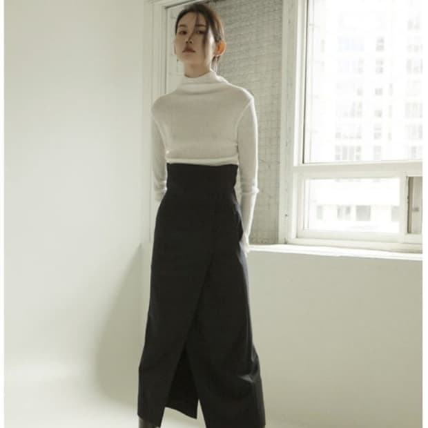 WMM 소쟌 울 랩스커트 S 여성 치마 상태좋음