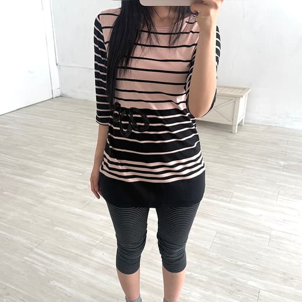 Dusty Pink & Black Striped sleeve