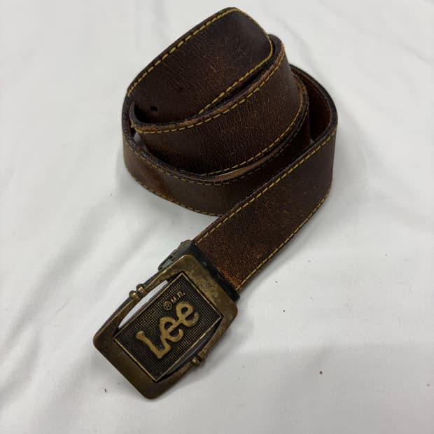 Lee 리 브라운 웨스턴 빈티지 레더 벨트