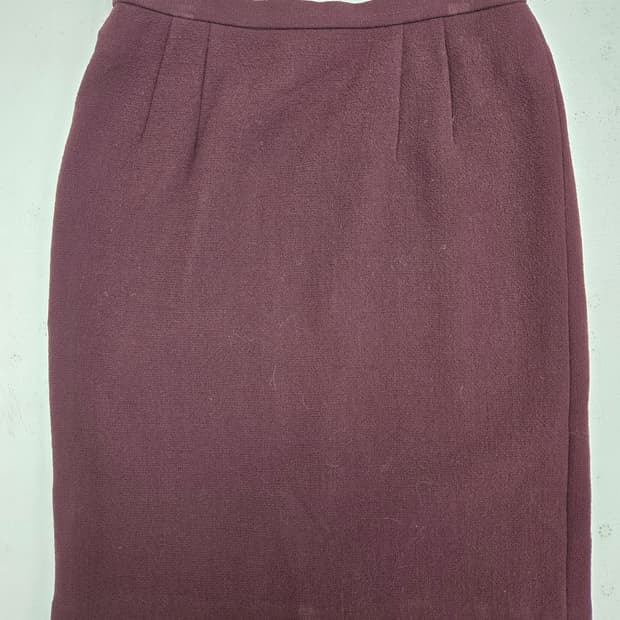 발렌시아가 버건디 모직 H라인 스커트