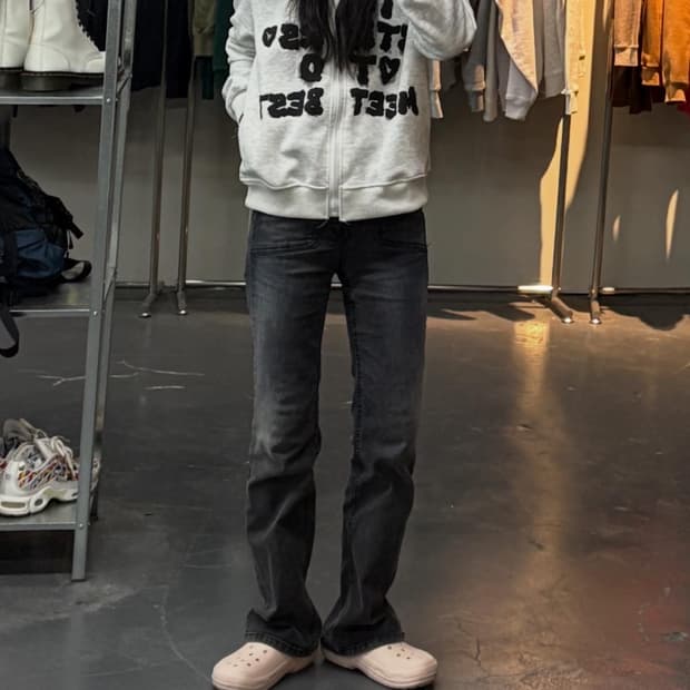 빈티지 레터링 퍼 후드집업 (퍼 탈부착 가능) A3125