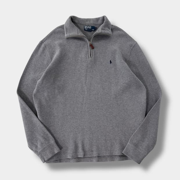 폴로 랄프로렌 루즈핏 그레이 하프집 니트