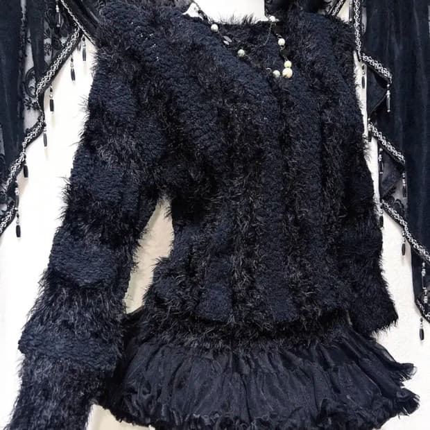 고스 로리 펑크 갸루 블랙 니트