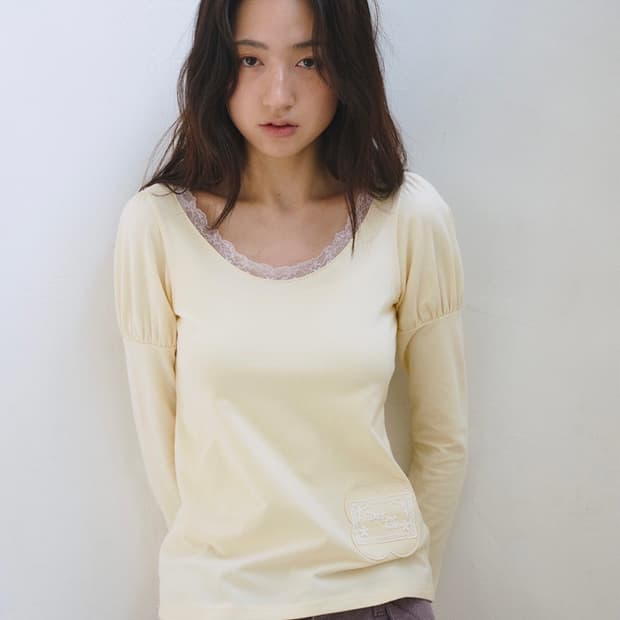 오피쉬 레이스 퍼프 슬리브리스 옐로우