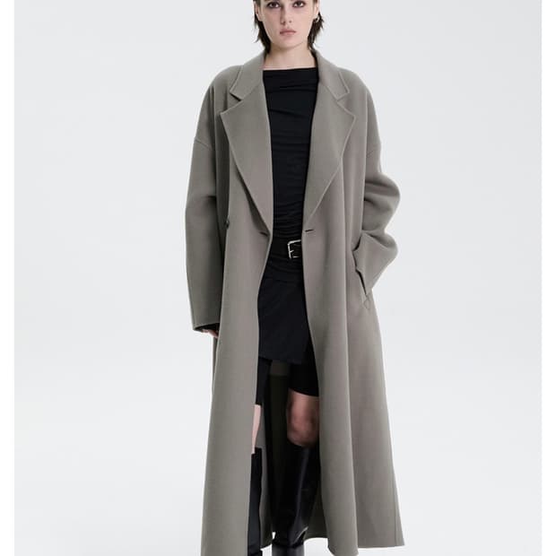 [새제품] 트리밍버드 와이드 롱코트 (카키 그레이)