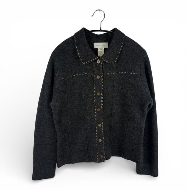 F) 수잔브리스톨 우먼스 울 카라 스티치 자켓