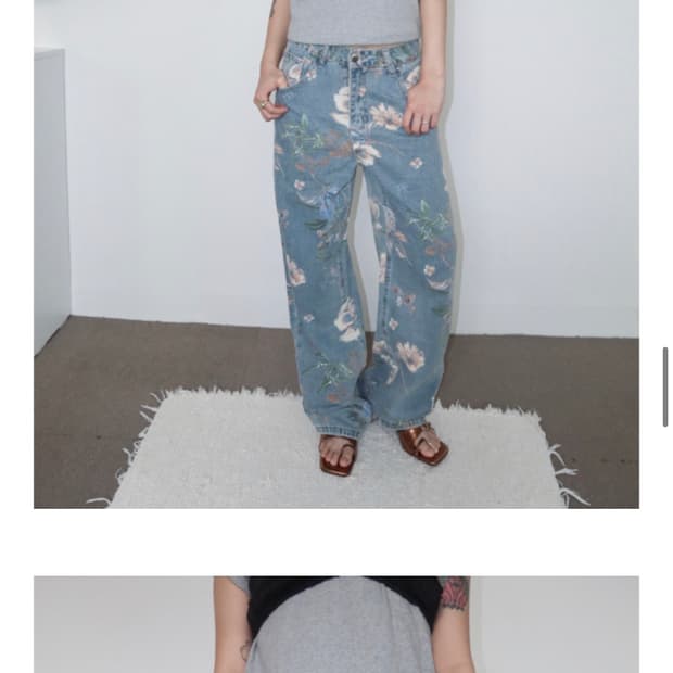Flower pattern denim pt