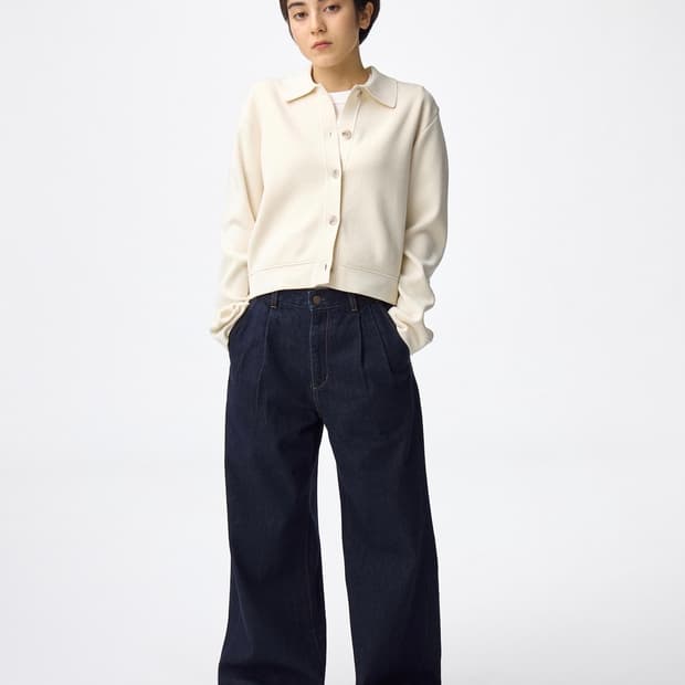 Uniqlo GU 데님 플리츠 트라우저