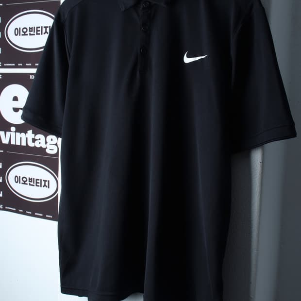 (2XL) 나이키 반팔 카라 티셔츠 빅사이즈 기능성 블랙-H36835
