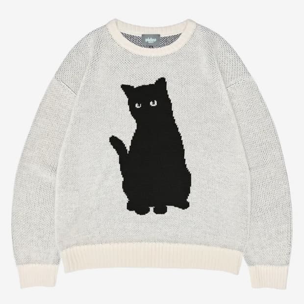 비디오자키 검은고양이 니트 스웨터