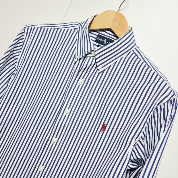남성 폴로 POLO 랄프로렌 클래식핏 스트라이프 긴팔 남방 셔츠