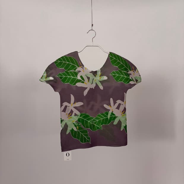 Floral Leaf Pleats Top