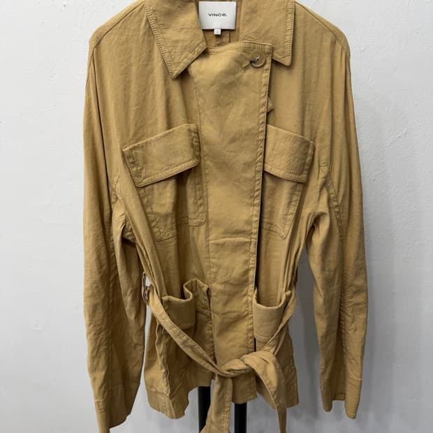 정품) VINCE 빈스 카키색 벨트 자켓 S 